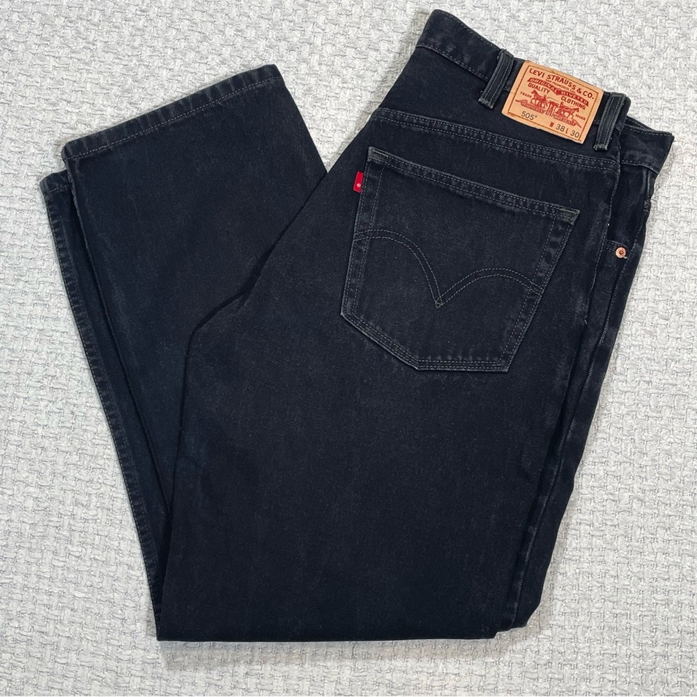 Mens Levi’s 505 Regular Fit Black Jeans 2007 Size 38x30